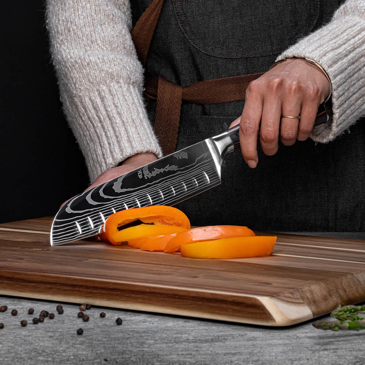 8-piece Japanese Kitchen Knife Set with Damascus Pattern T7094