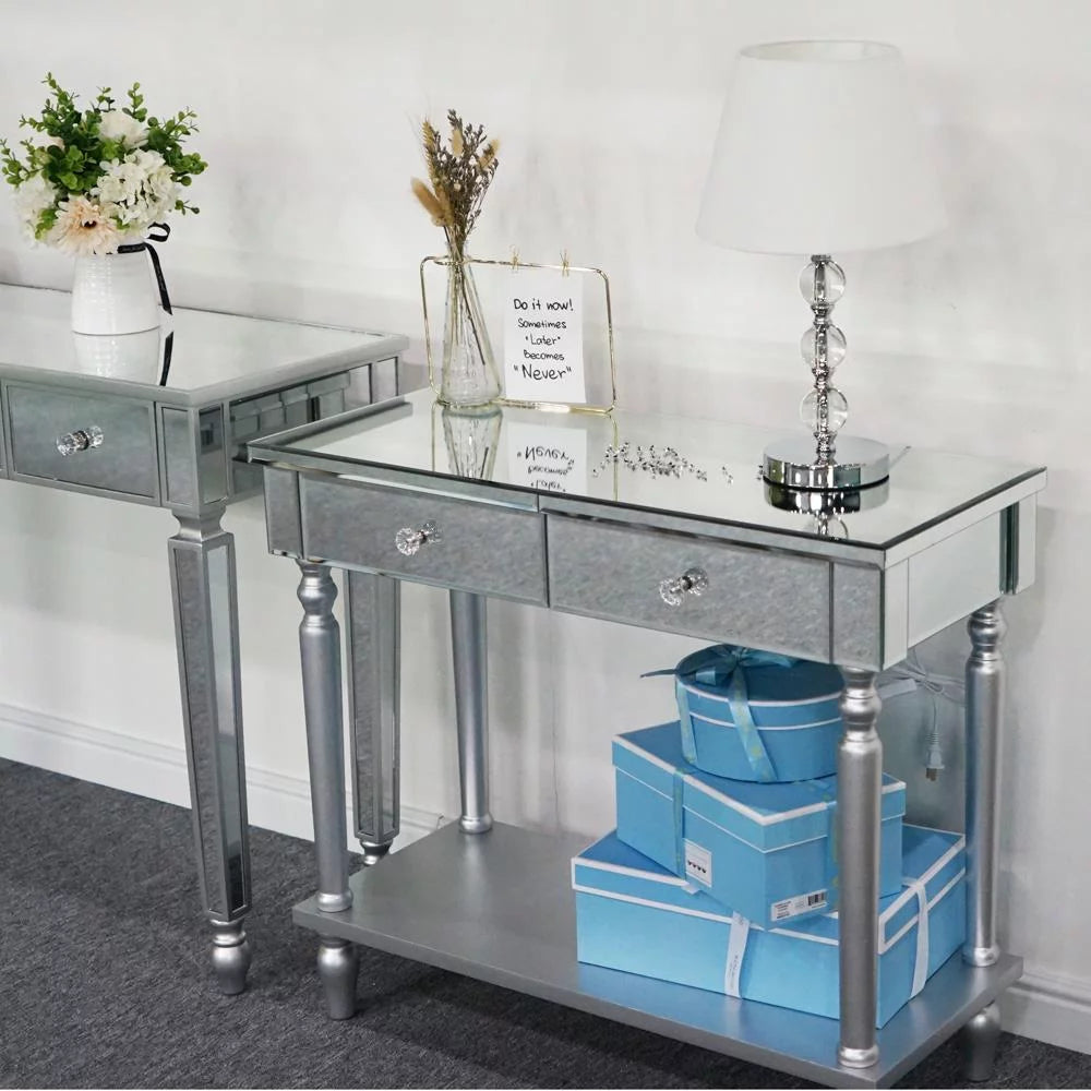 Mirrored Sofa Table with Shelf E18433