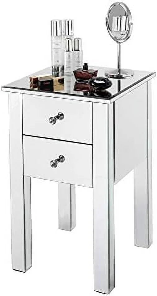 Mirrored Nightstand with 3 Drawers F907176