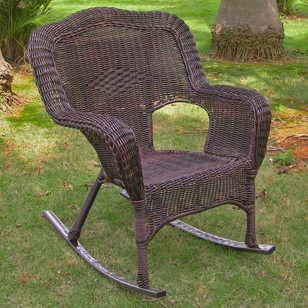 Weathered Grey Resin Wicker Porch Rocker Z255703