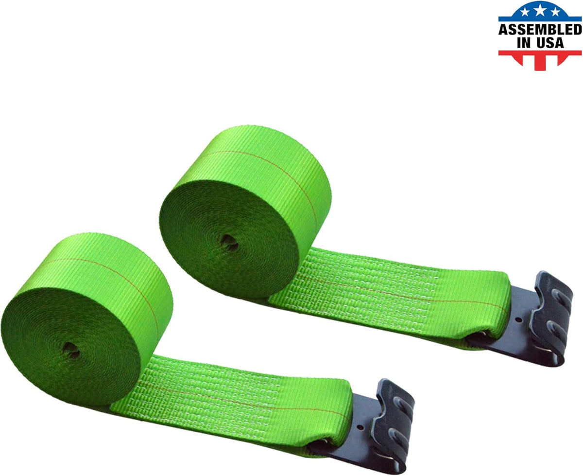 4 - Pack Yellow Heavy Duty Tie-Down Winch Strap with Flat Hooks W998693