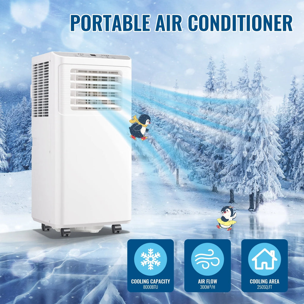 8000 BTU Portable Air Conditioner with Remote Control, White E132