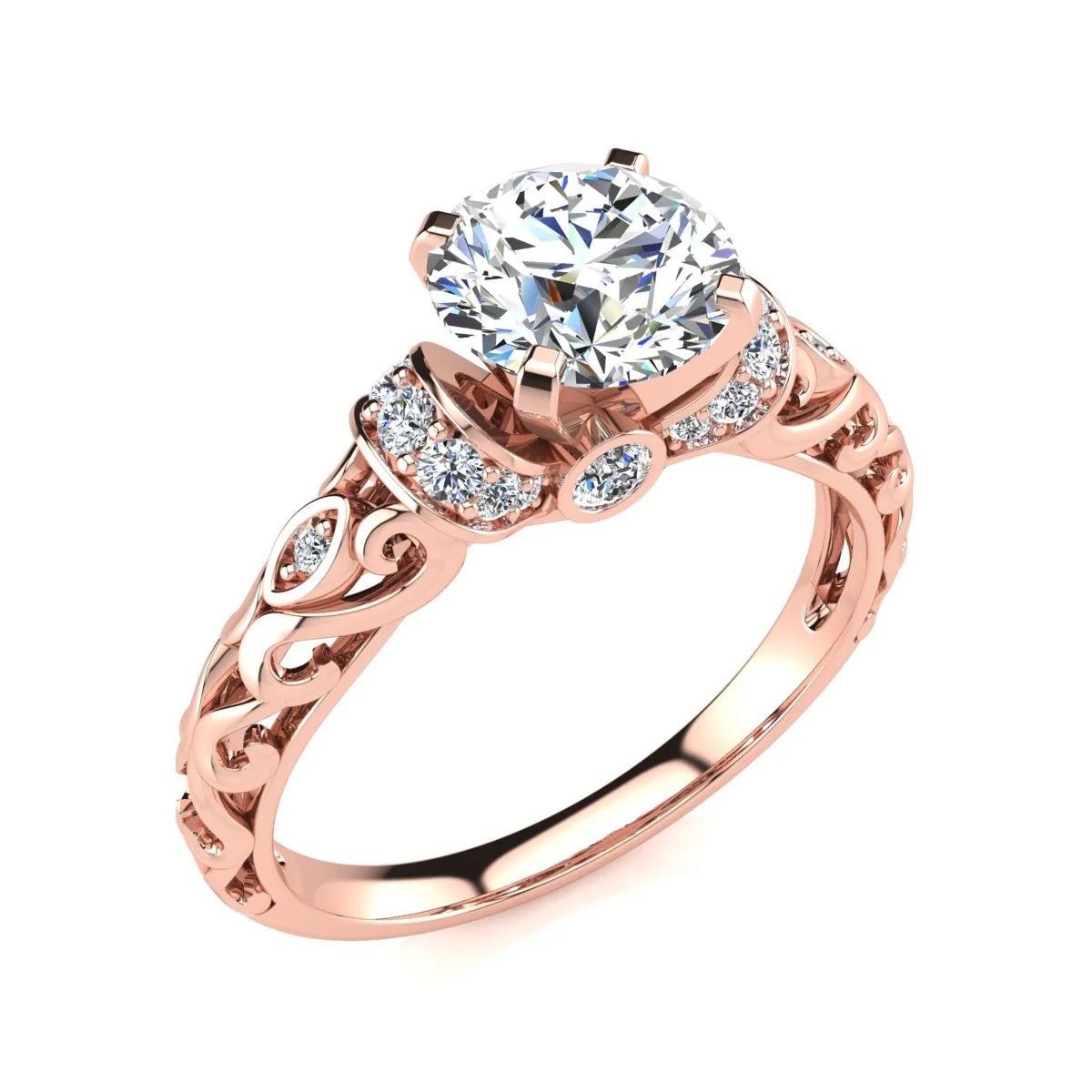 Vintage Moissanite Engagement Ring In 14 Karat Rose Gold P79025