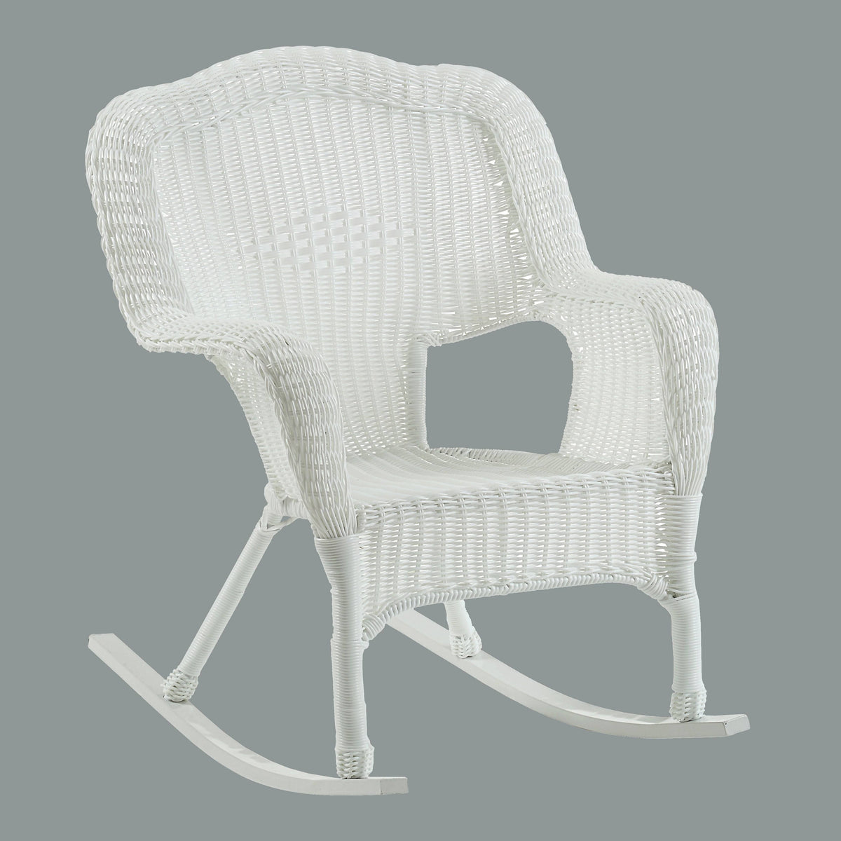 Weathered Grey Resin Wicker Porch Rocker Z255703