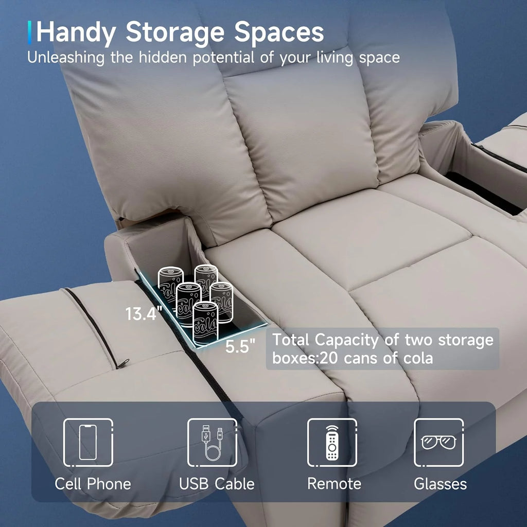 Oversized Creamy White Leather Recliner Chair T6205