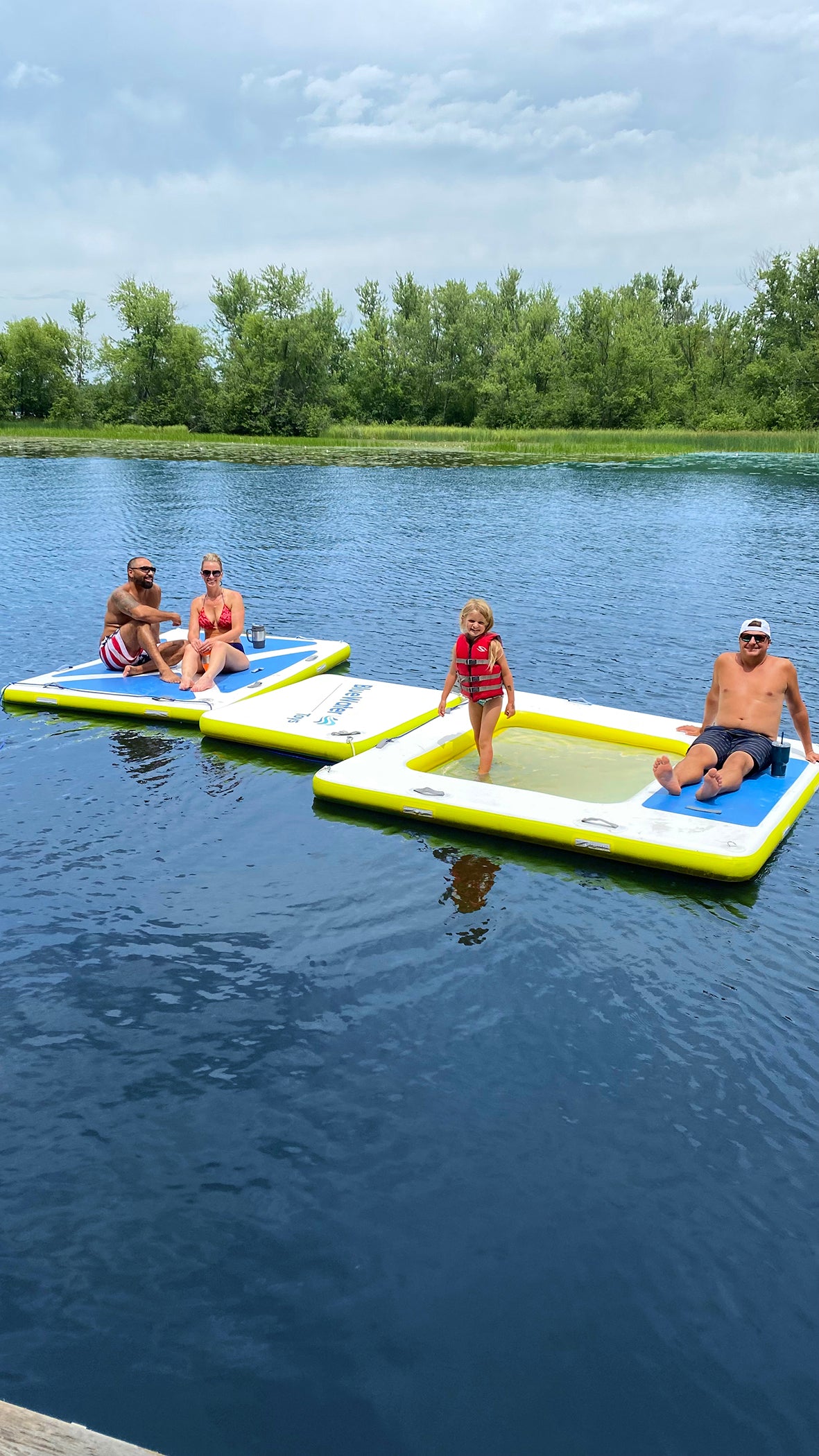 Blue Water Toys Four Person Inflatable Swim Deck with Non-Slip Surface, 8' x 6' B242