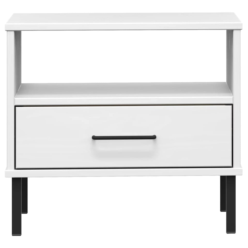 White Bedside Table with Metal Legs K214