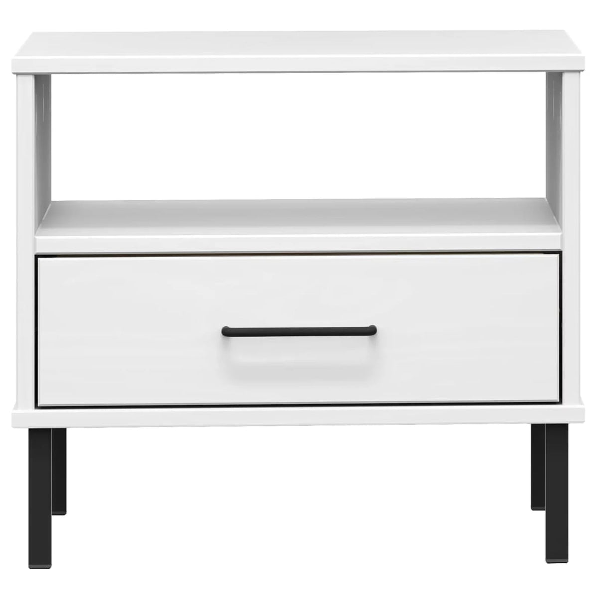 White Bedside Table with Metal Legs K214