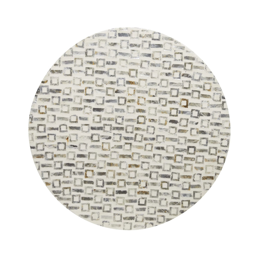 18" x 22" White Mother of Pearl Accent Table with Gold Base H98074