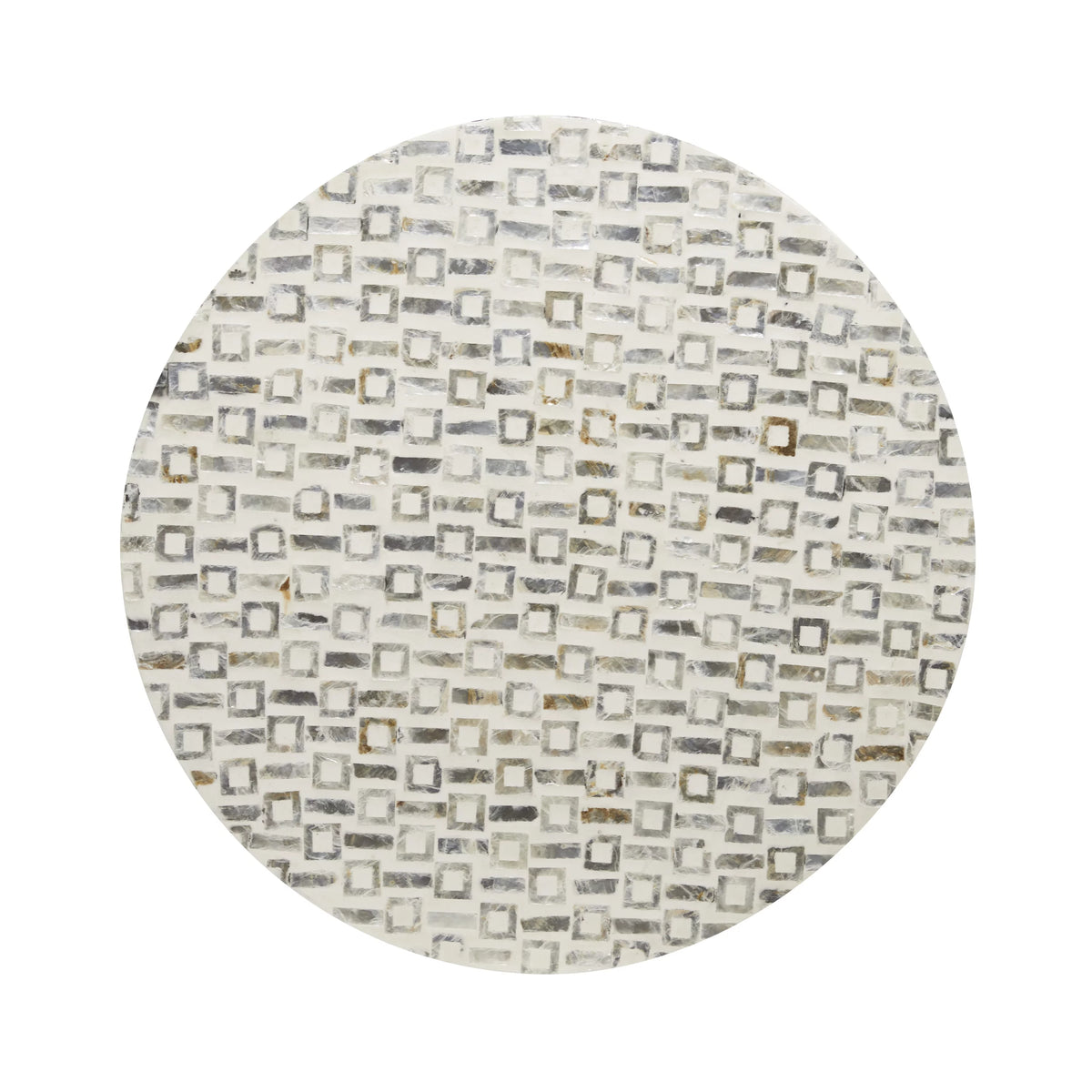 18" x 22" White Mother of Pearl Accent Table with Gold Base H98074