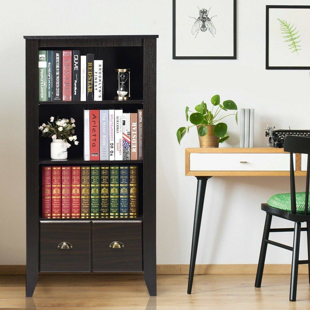 Antique Organizer Bookcase with 2 Drawers N9498