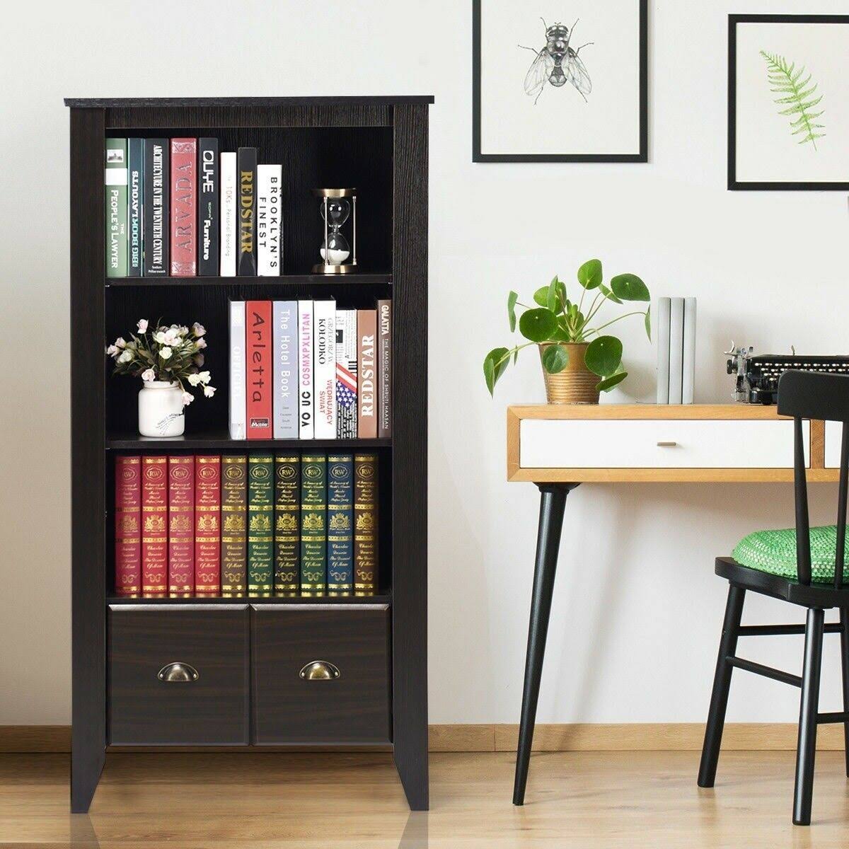 Antique Organizer Bookcase with 2 Drawers N9498