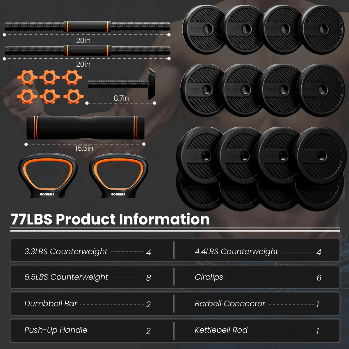 Adjustable Dumbbell Set, Black S584