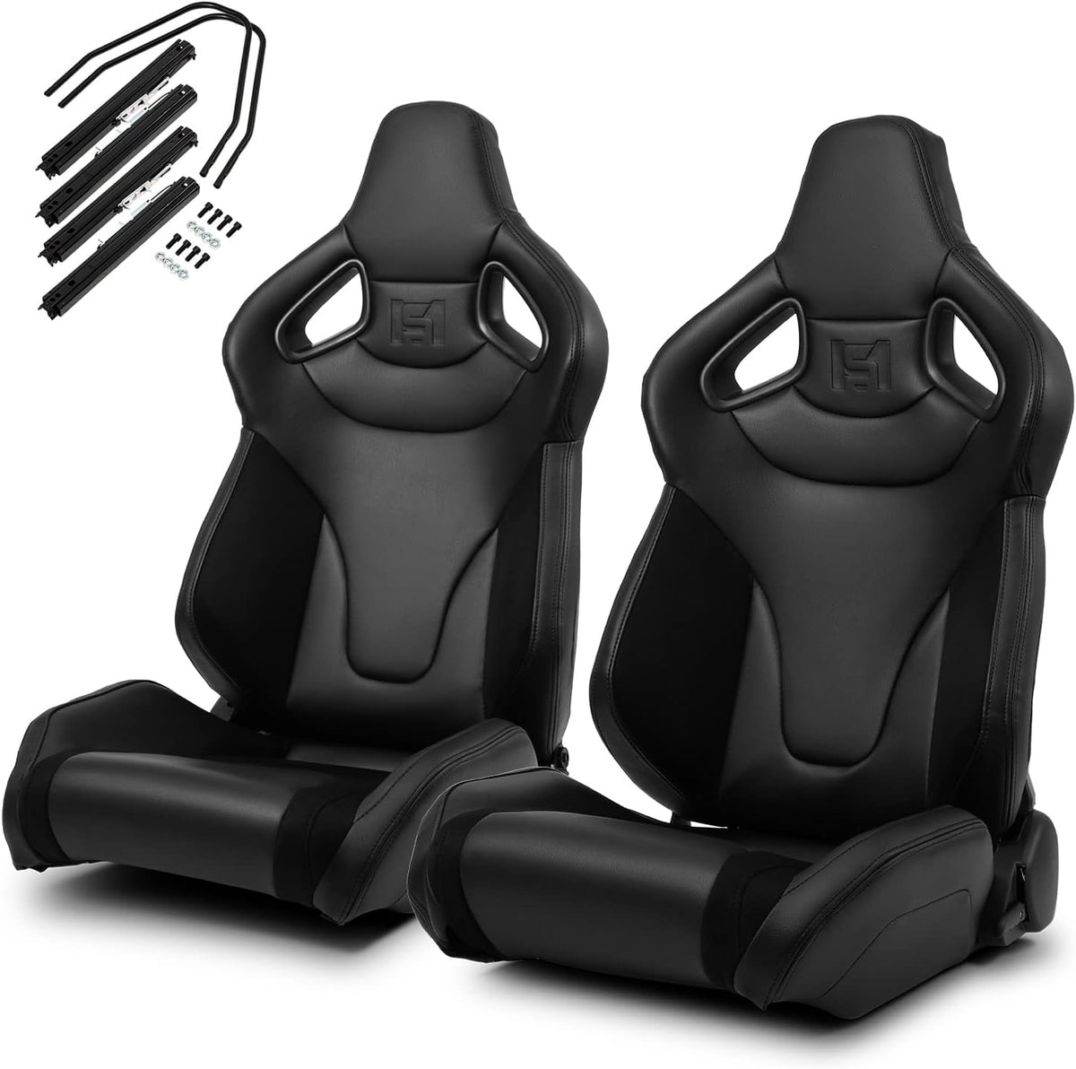 Black PVC Racing Seats with Slider R310026