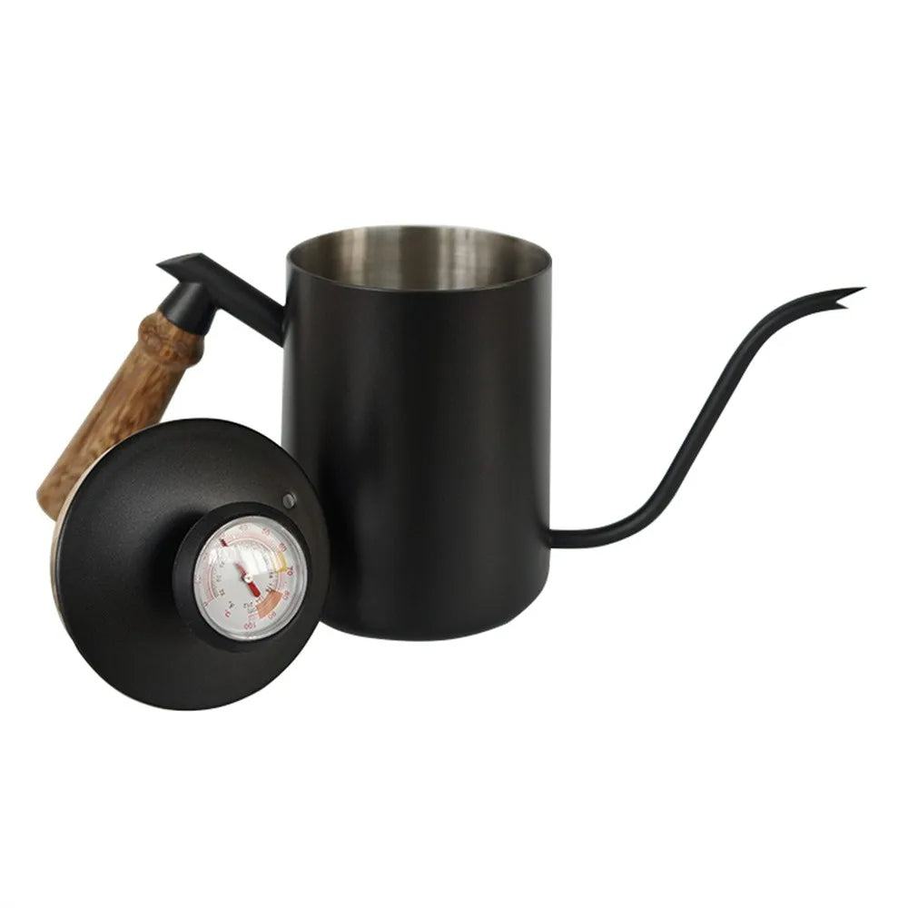 Black Stainless Steel GooseNeck Coffee Kettle with Thermometer L76440