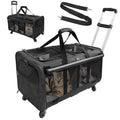 Double-Compartment Pet Rolling Carrier with Wheels P917