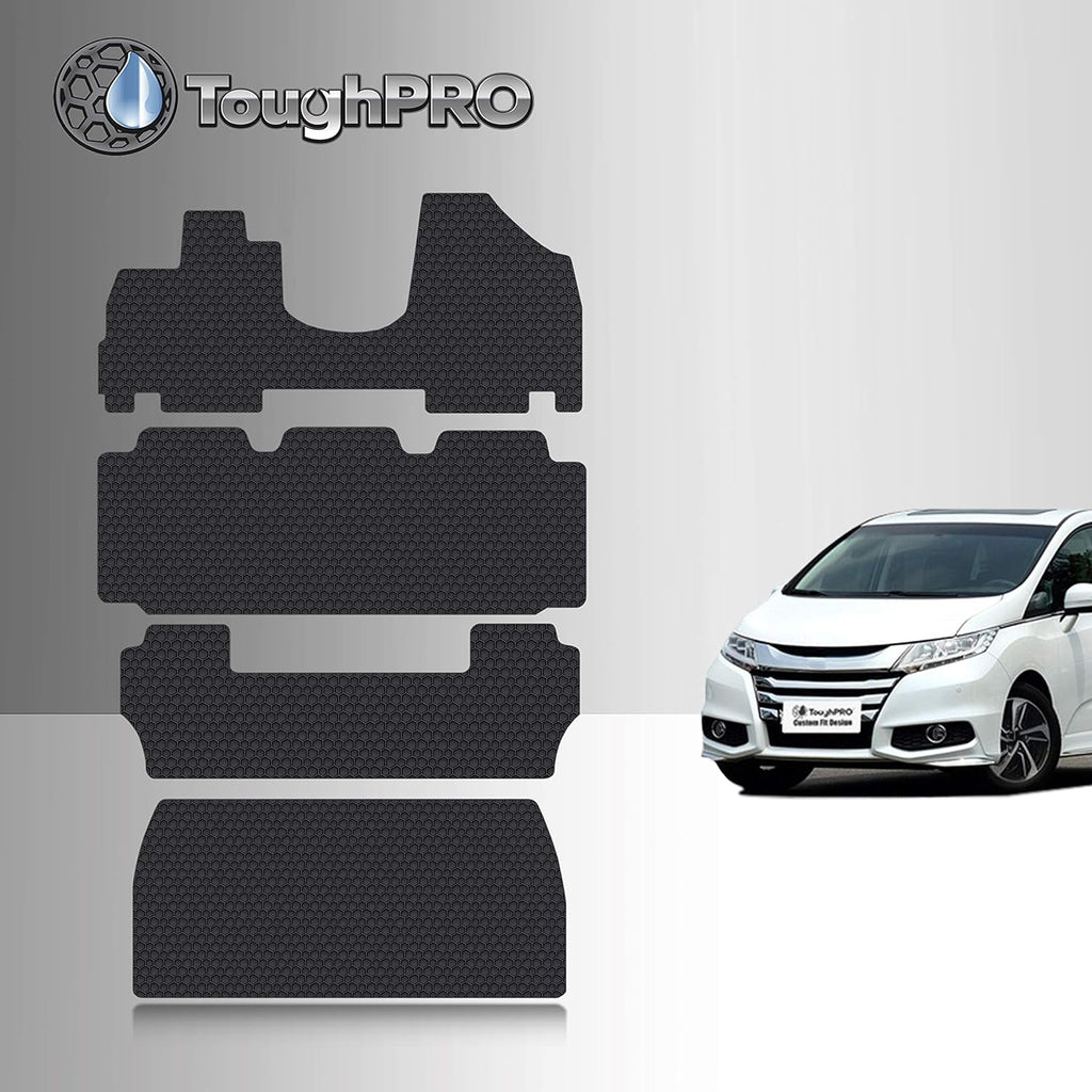 Black Rubber All Weather Floor Mats for 8 Seater Honda Odyssey 2011-2017 S504