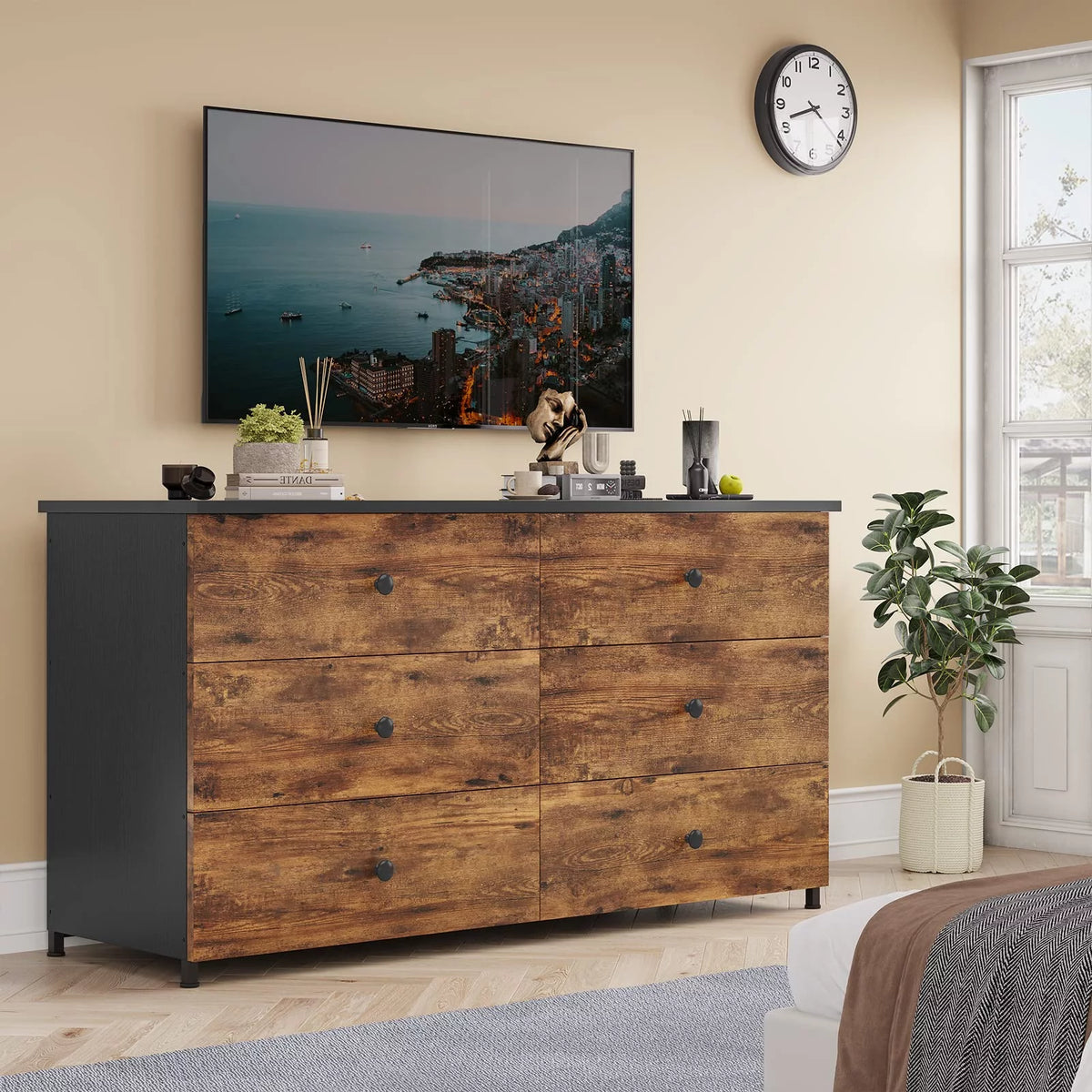 Brown 6 Drawer Double Dresser J78887