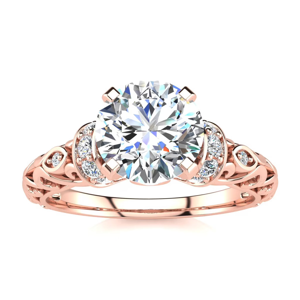 Vintage Moissanite Engagement Ring In 14 Karat Rose Gold P79025