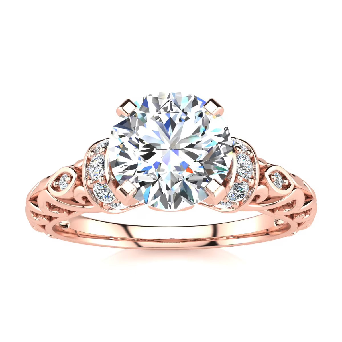 Vintage Moissanite Engagement Ring In 14 Karat Rose Gold P79025