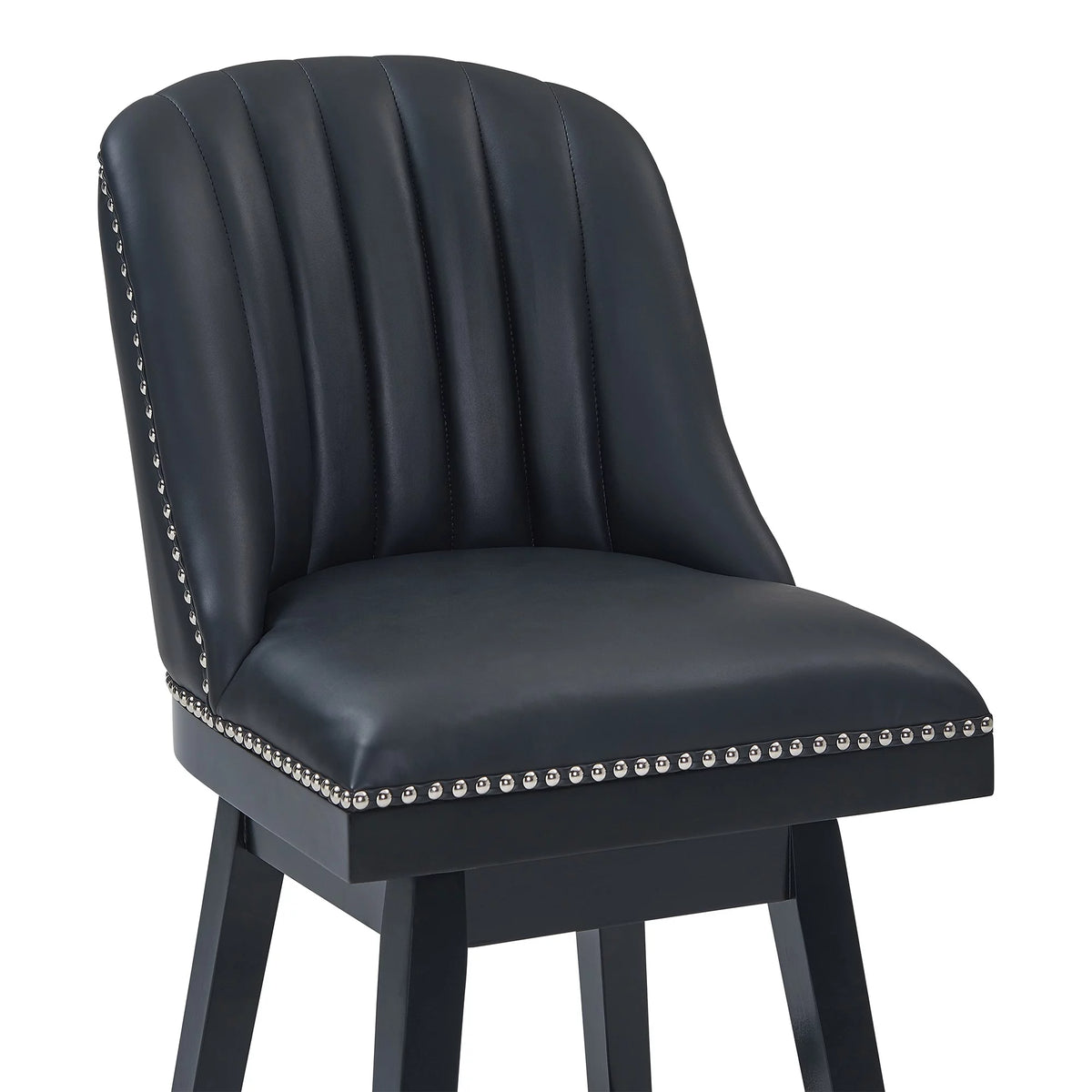 Black Faux Leather & Wood Swivel Counter Stool J81922