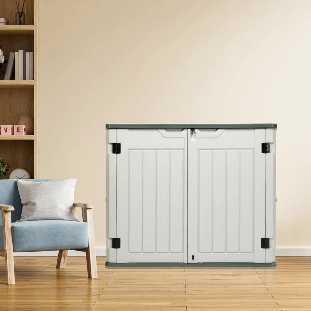 260 Gallon Waterproof Lockable Off-White Outdoor Storage Deck Box L952241
