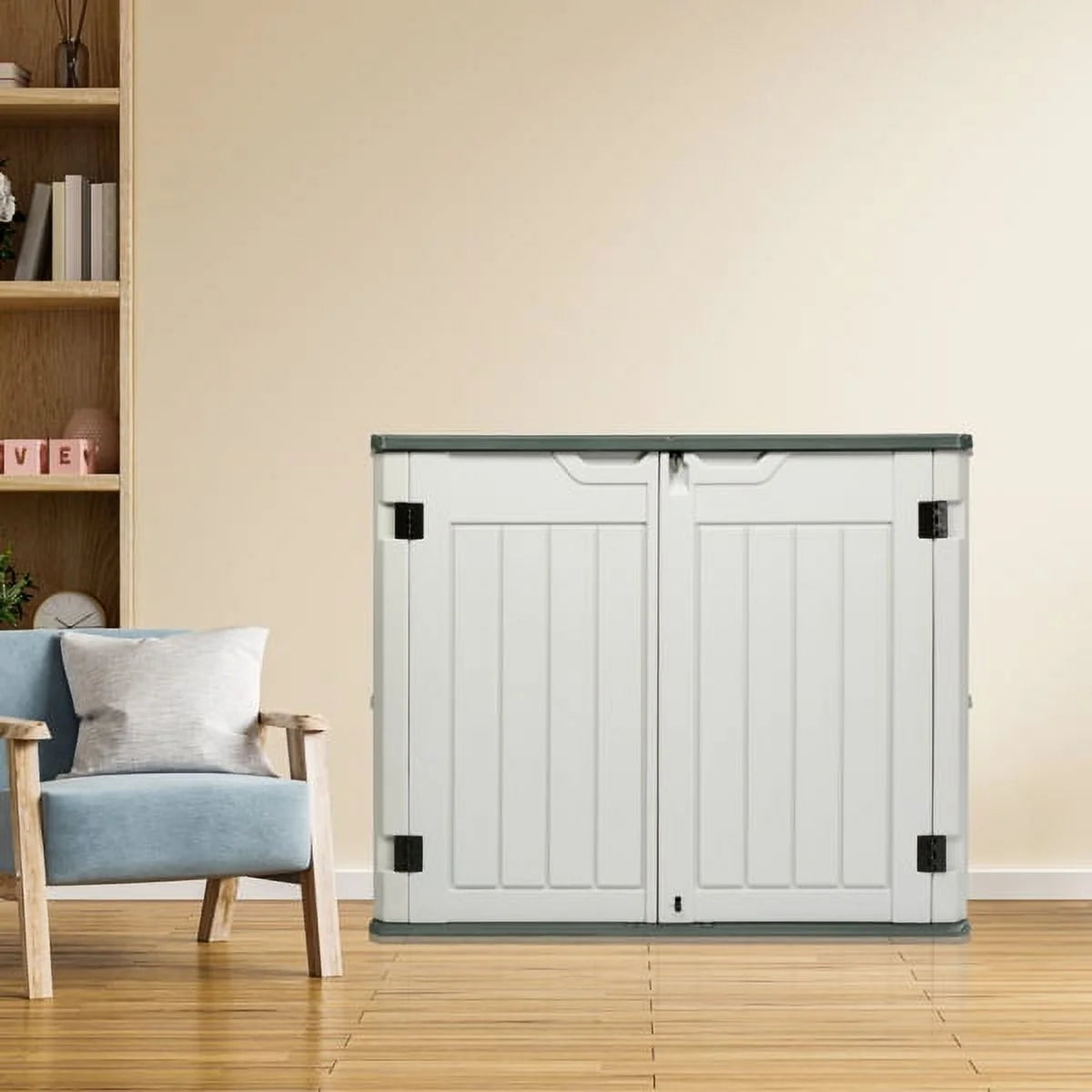 260 Gallon Waterproof Lockable Off-White Outdoor Storage Deck Box L952241