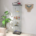White Wood 4-Shelf Glass Display Cabinet with Door R18856