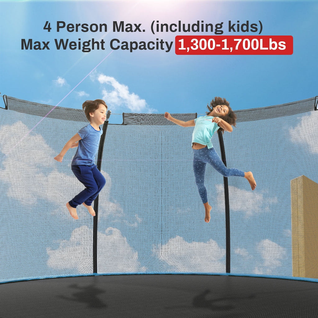 12' Round Backyard Trampoline with Safety Enclosure and Basketball Hoop W5217