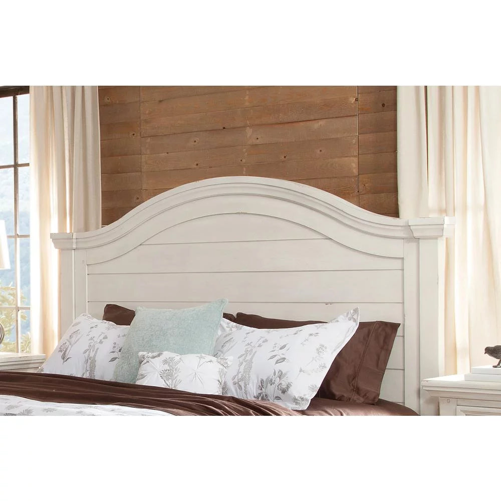 Antiqued White Wood King Panel Headboard C7287