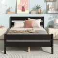 Full Espresso Platform Bed Frame with Headboard and Under Bed Storage I477
