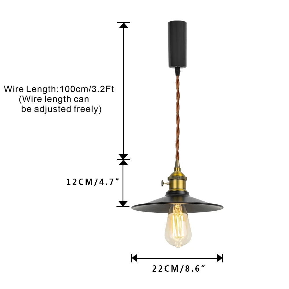 Retro Gold Track Pendant Light with Black Metal Shade X4971