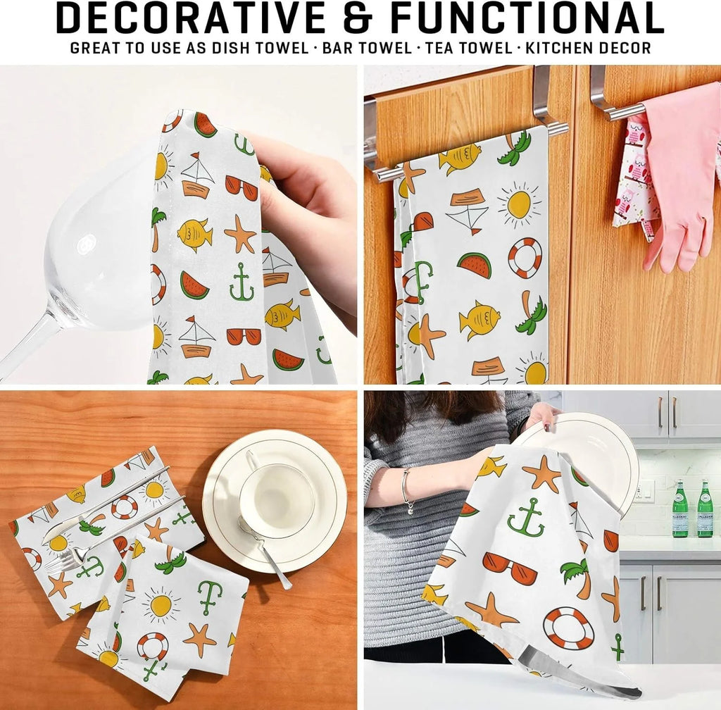 Kitchen Dish & Tea Towel, 28x18in-6 PCS S8371