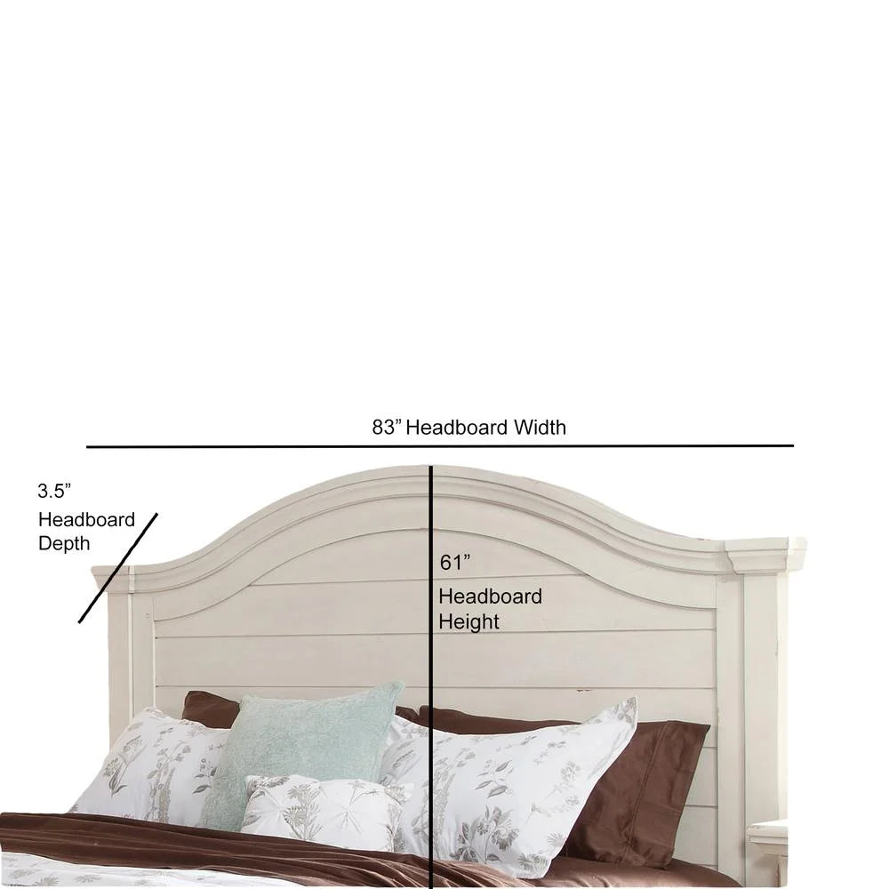 Antiqued White Wood King Panel Headboard C7287