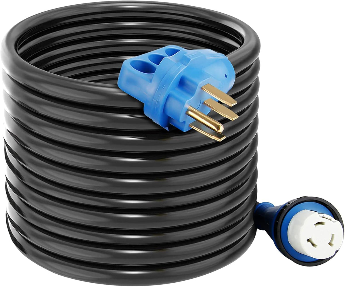 50 Amp 50 Feet RV Power Extension Cord, Heavy Duty STW Wire, Blue I48661