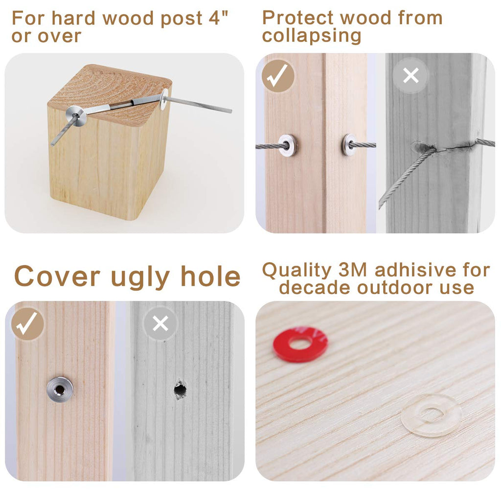 20Pack Cable Railing Kit Angled Protective Grommet for 90 Degree Corner 45 Degree L Shape Protector Sleeve for 1/8 Wire Rope Wood Posts T316 Stainless Steel Pack of 2 B746