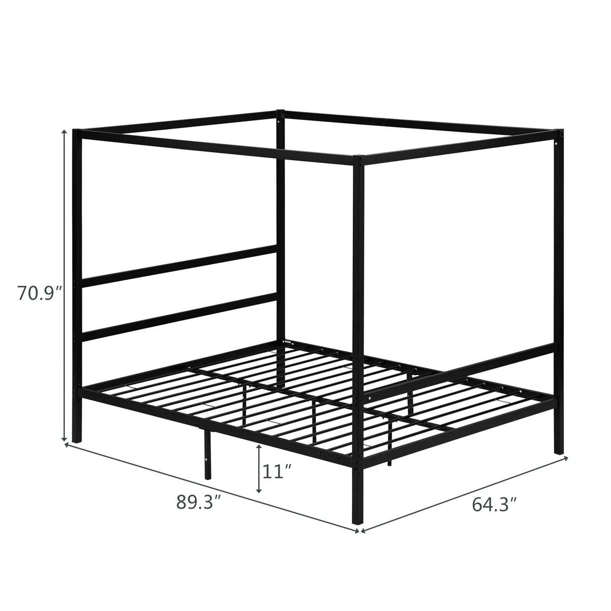 Black Queen Canopy Bed Frame with Headboard I495481