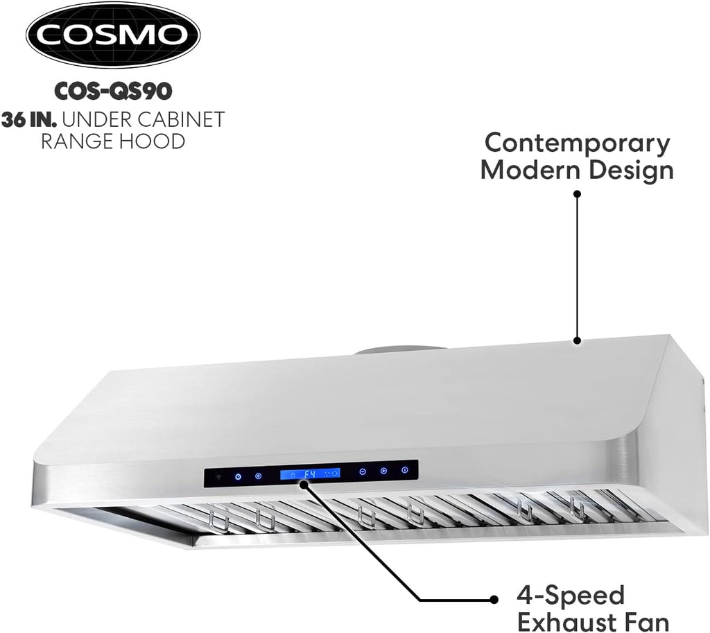 Under Cabinet Range Hood, 500 CFM, 36 in., Stainless Steel V583