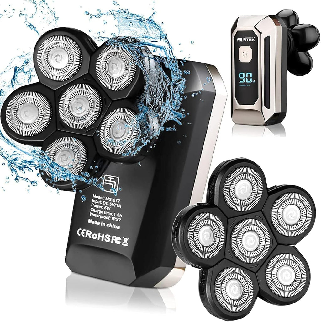 Cordless Electric Rotary Shaver Grooming Kit, Waterproof, LED Display, Fast Charge, Pack of 2 I44744
