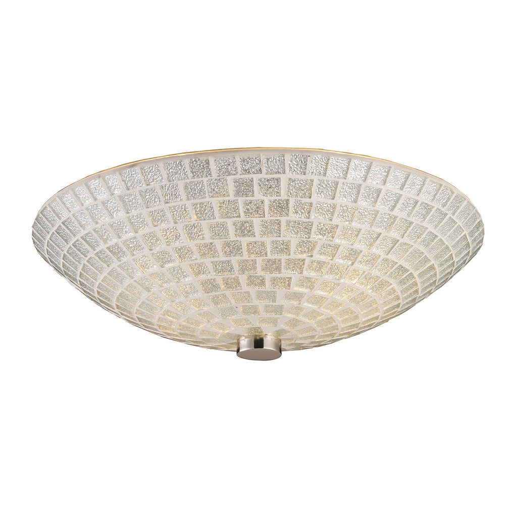 Satin Nickel 2-Light Semi-Flush with Silver Mosaic Glass U657