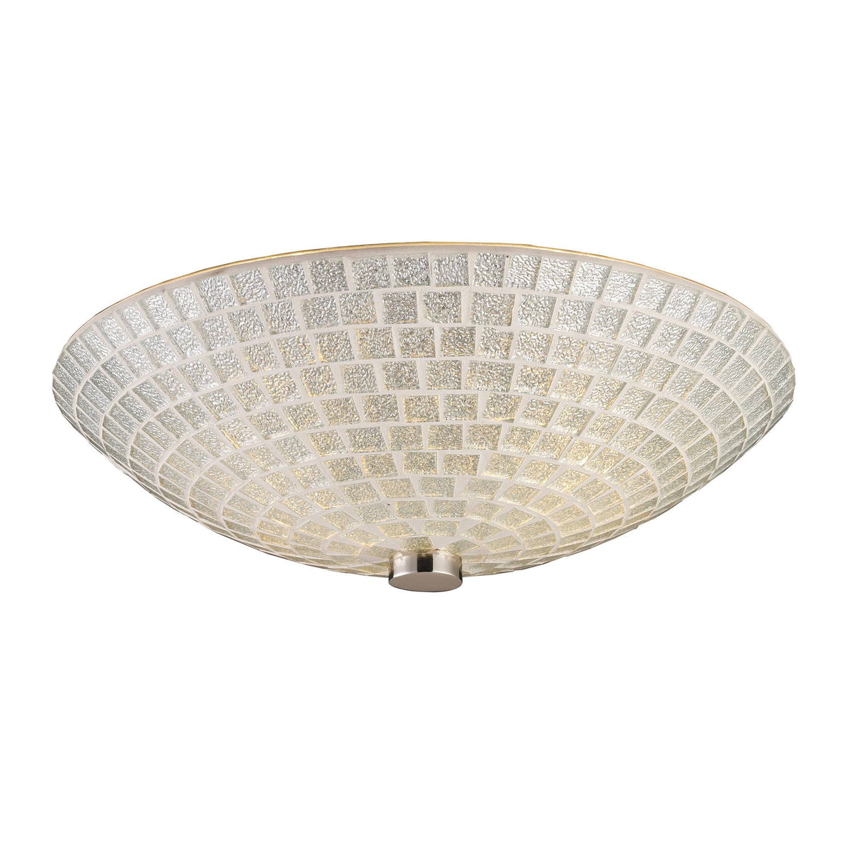 Satin Nickel 2-Light Semi-Flush with Silver Mosaic Glass U657