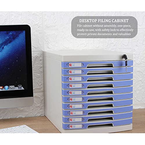 10 Layers Lockable Flat Blue File Cabinet F76699