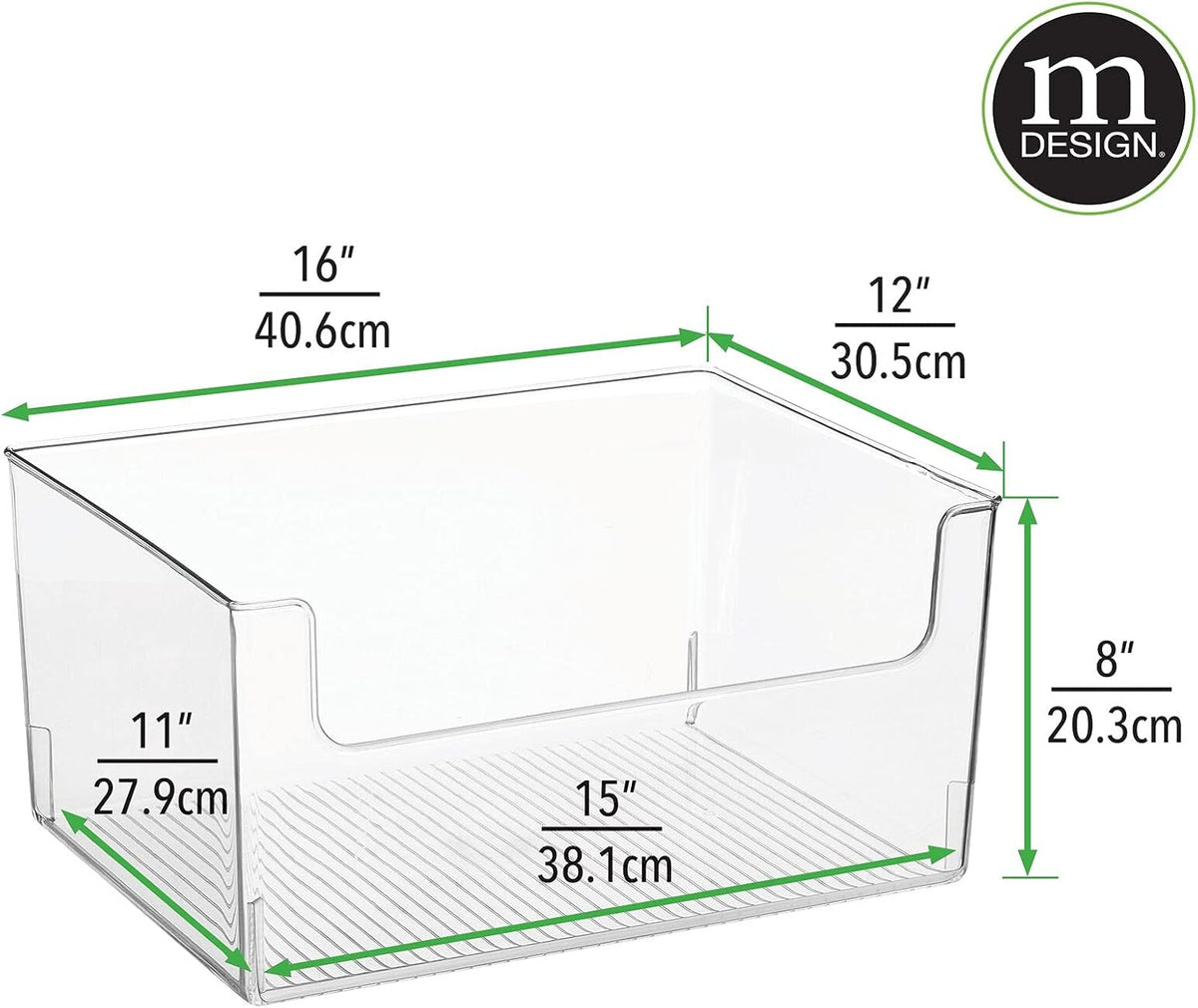 Clear Stackable Plastic Open Front Storage Organizer Bin Basket, 8 Pack M33711