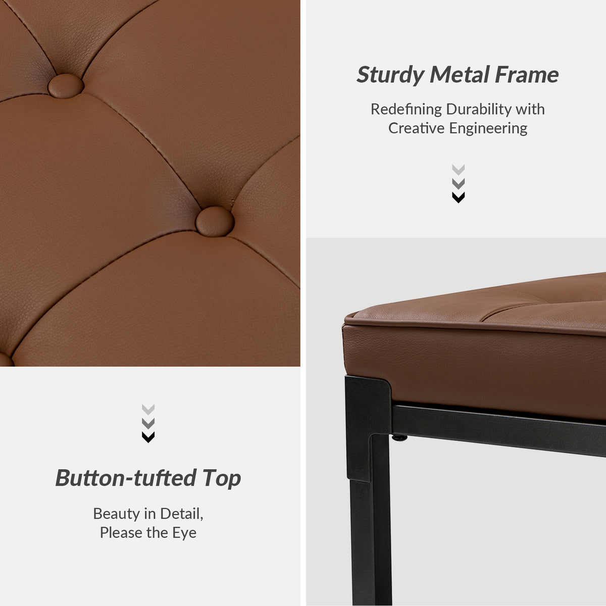 Camel Leather Storage Ottoman Coffee Table D5269