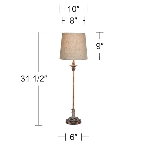 Set of 2 Weathered Brown Linen Fabric Table Lamps Q383