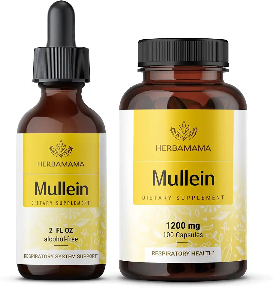 Mullein Leaf Extract Kit 2 fl oz Tincture and 1200 mg Capsules Vegan Non-GMO L226774