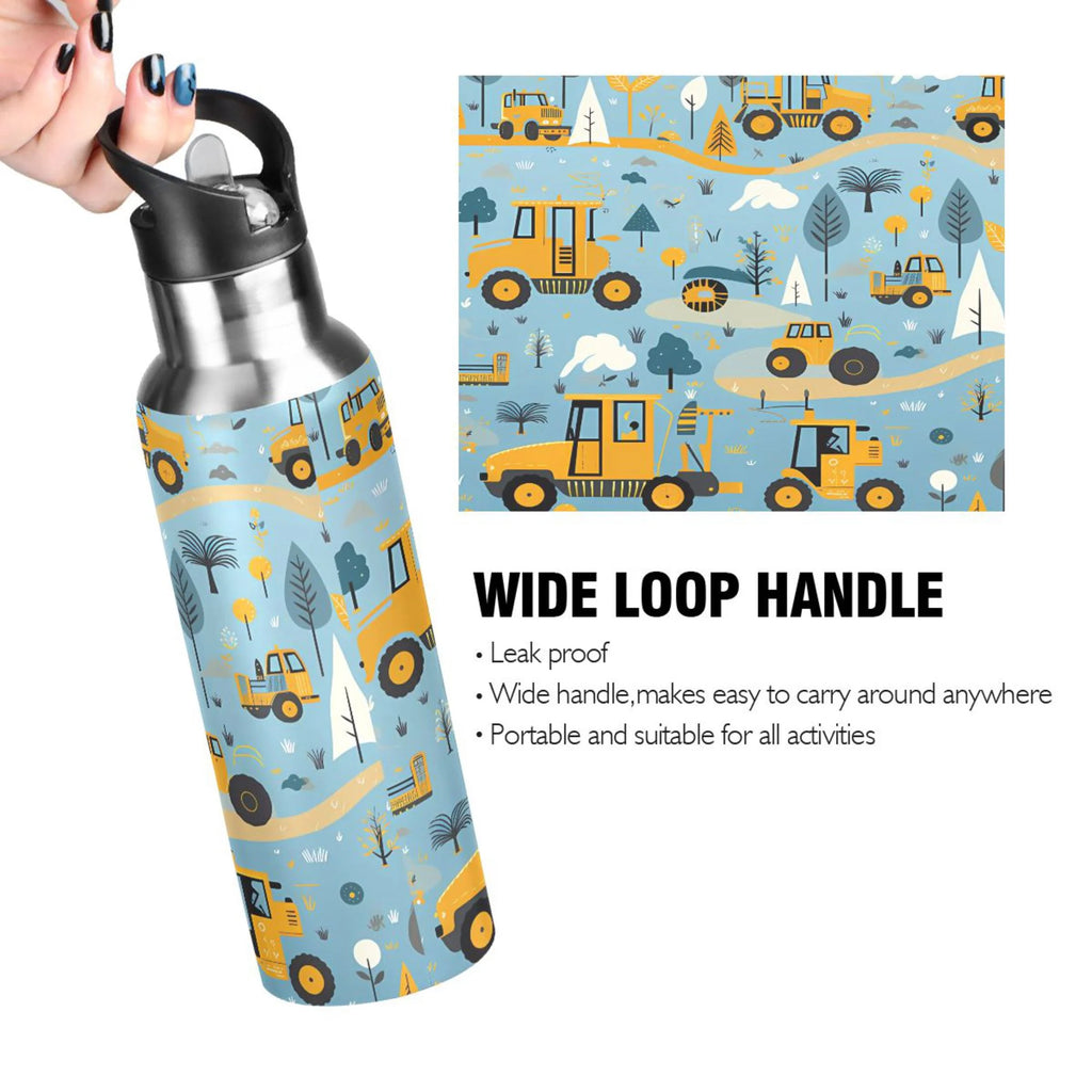 Blue Stainless Steel Insulated Water Bottle with Straw Lid Q5093