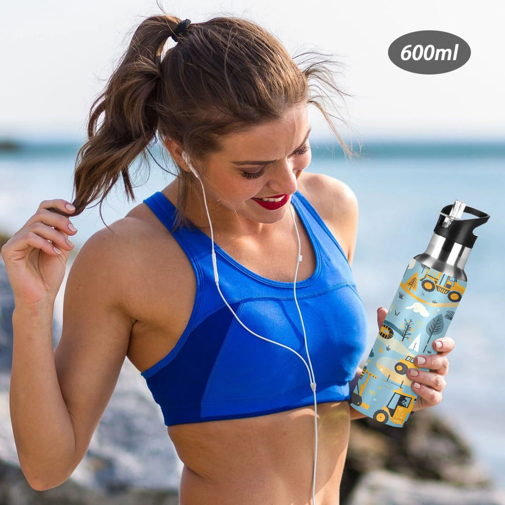 Blue Stainless Steel Insulated Water Bottle with Straw Lid Q5093