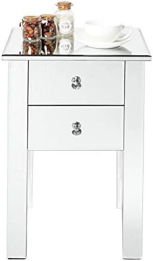 Mirrored Nightstand with 3 Drawers F907176