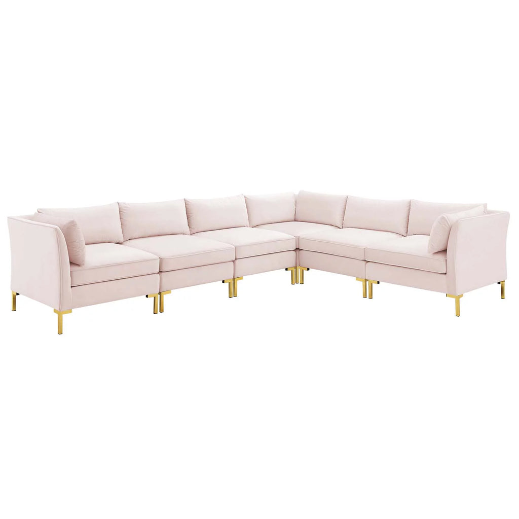 Pink Performance Velvet 6-Piece Sectional Sofa S949878